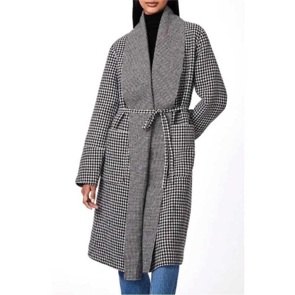 🤍 Bernardo Houndstooth Longline Coat – NWT, Size M 🖤